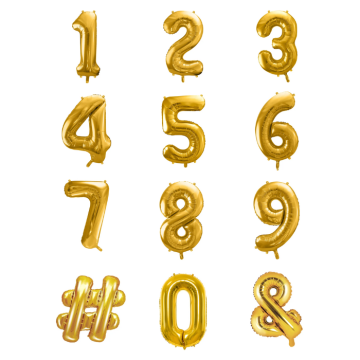 Cijfers Ballonnen goud - 35 cm