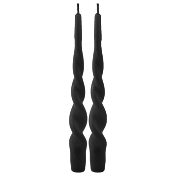 Gedraaide kaarsen zwart 2x - 24 cm