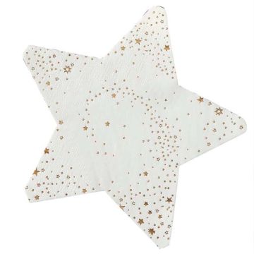 Ster Servetten in Wit & Goud 16x - 17x17 cm