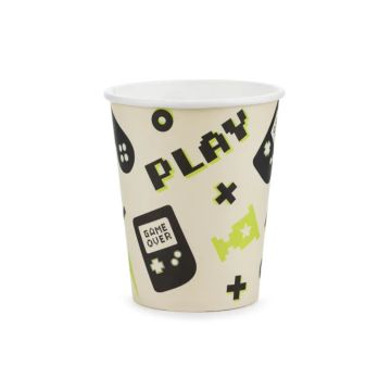 Papieren bekers met gamer motieven 6x - 220 ml