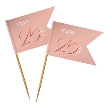 "Happy 25th" Houten Prikkers Roze 36x