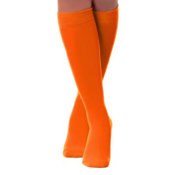 Kniesokken voor vrouwen one-size neon oranje