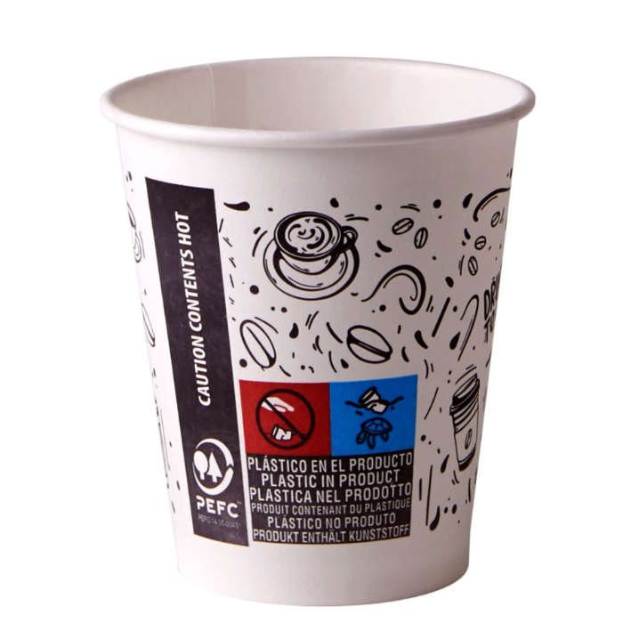Koffiekopjes wegwerp papieren bekers wit 270 ml x50