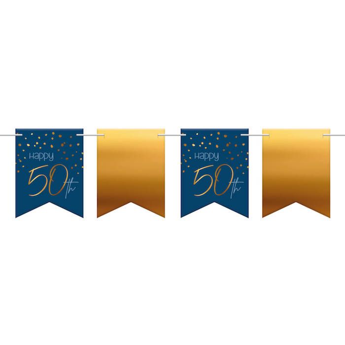 "Happy 50th" Vlaggenlijn Blauw - 6 m