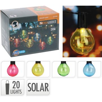 Zonne-energie lichtslinger met 20 LED-lampen en gekleurde lampionnen
