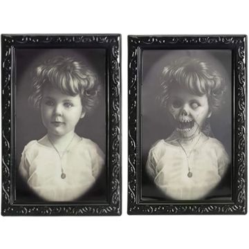 Angstaanjagend 3D Halloween portret met veranderend beeld 38x25 cm - Babypopo portret