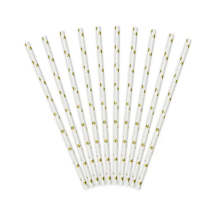 Gouden ster rietjes 10x - 19,5 cm