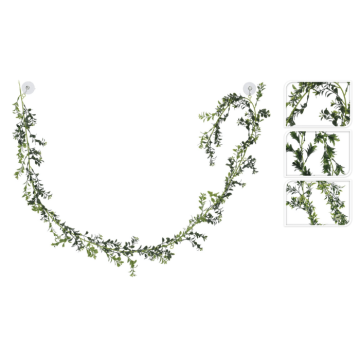 Kunstmatige blad guirlande m. bloemen - 180 cm