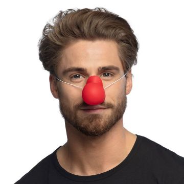 Rode rubberen clownsnuit met toeter geluid