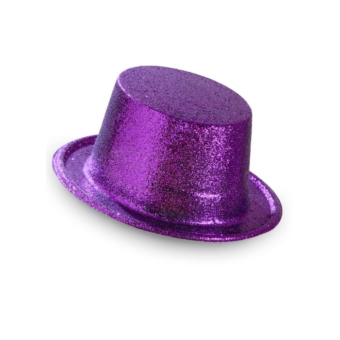 Feesthoed paars glitter