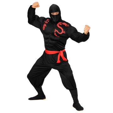 Spierachtige ninja kostuum voor heren