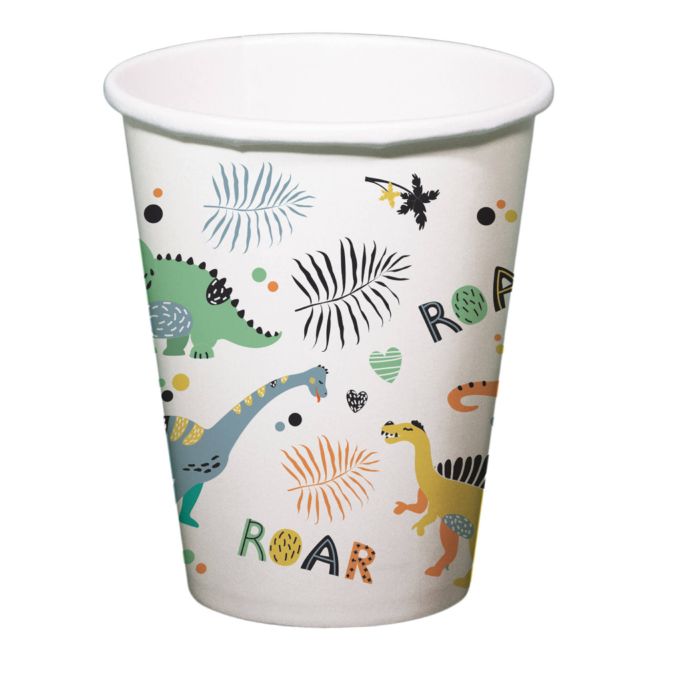 Papieren bekers met dinosaurussen 6x - 250 ml
