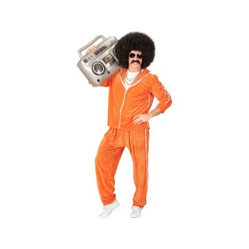 Oranje retro joggingpak kostuum voor mannen