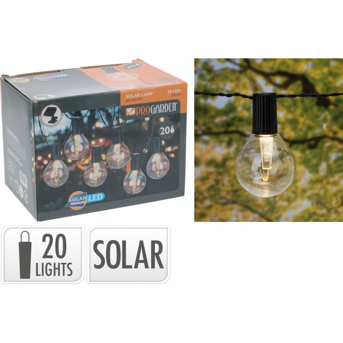 Zonne-energie lichtsnoer met 20 LED-lampen en heldere lampen