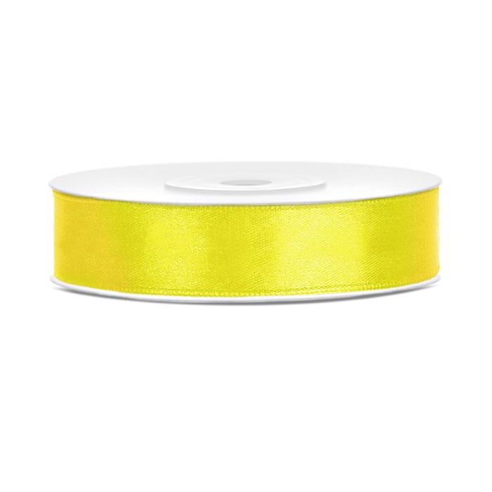 Geel satijnlint - 12 mm x 25 m