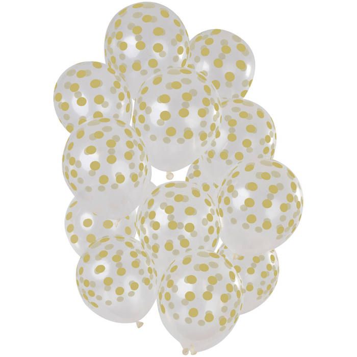 Gouden stippen transparante ballonnen 15x - 30 cm
