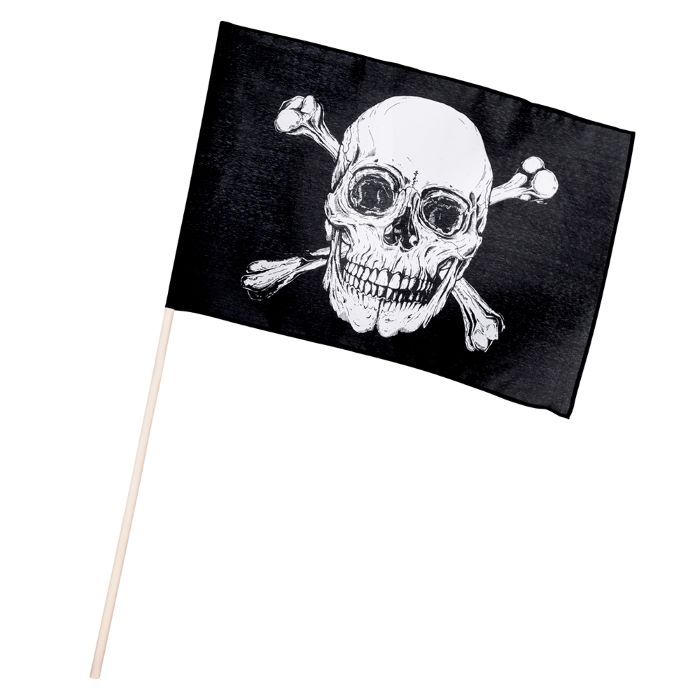 Doodskop piraten vlag op stok zwart - 30x45 cm