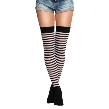 Over-knee kousen one-size zwart en wit