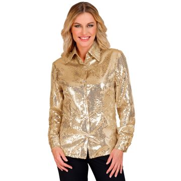 Pailletten blouse voor dames in goud