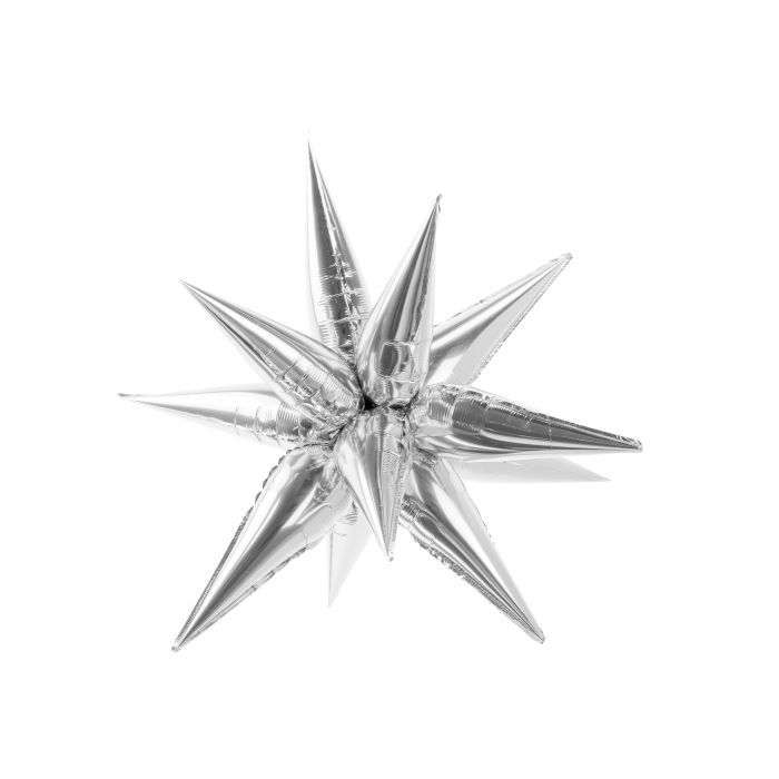 Zilver kleurige 3D ster folieballon - 95 cm
