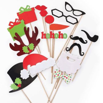 Photo Booth accessoires Kerstthema 12x