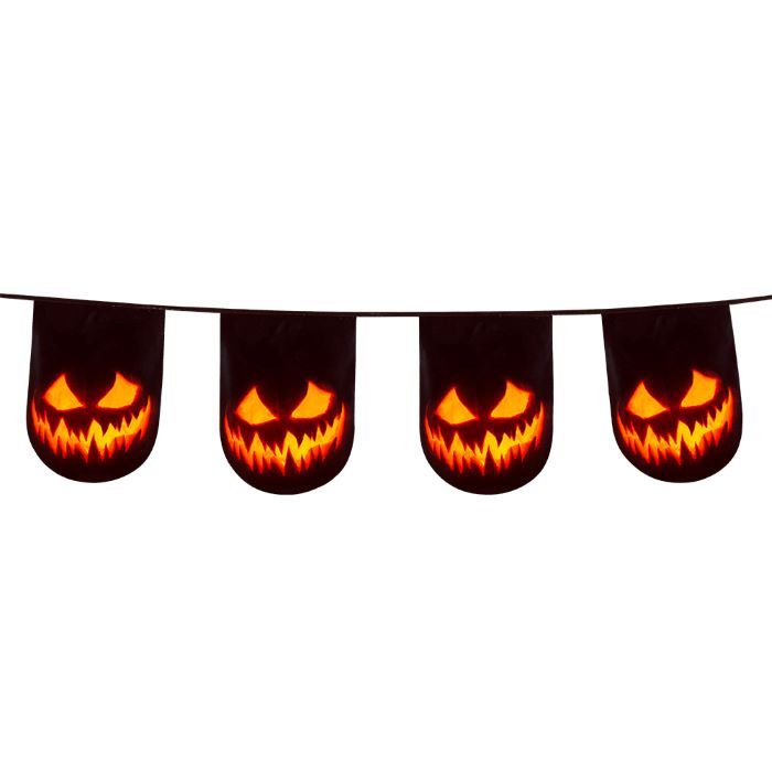 Angstaanjagende halloween pompoen plastic guirlande - 6 m