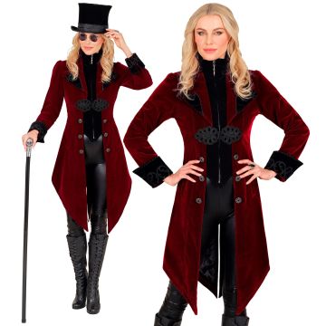 Bordeaux gotische fluwelen jas voor dames