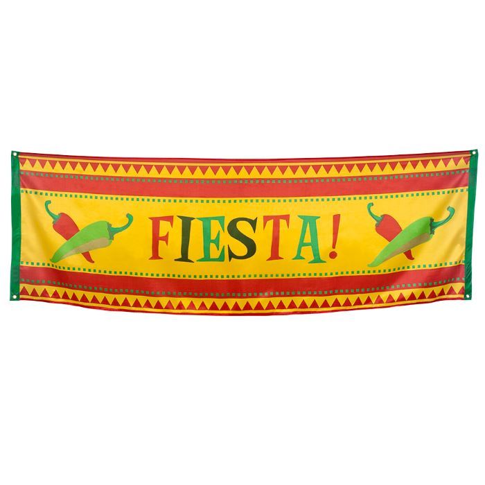 Mexicaans fiesta banner met chillies - 220x74 cm