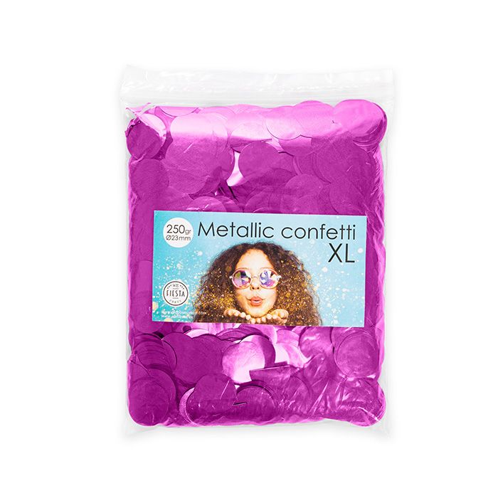Ronde metallische donkerroze confetti - 250 gram