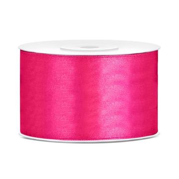 Donkerroze satijnen lint - 38 mm x 25 m