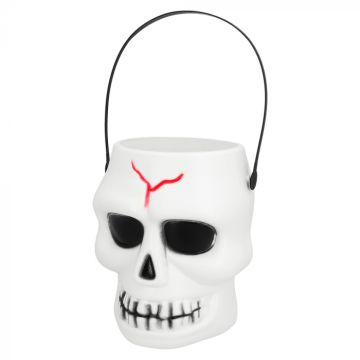 Halloween schedel emmer wit - 16x13 cm