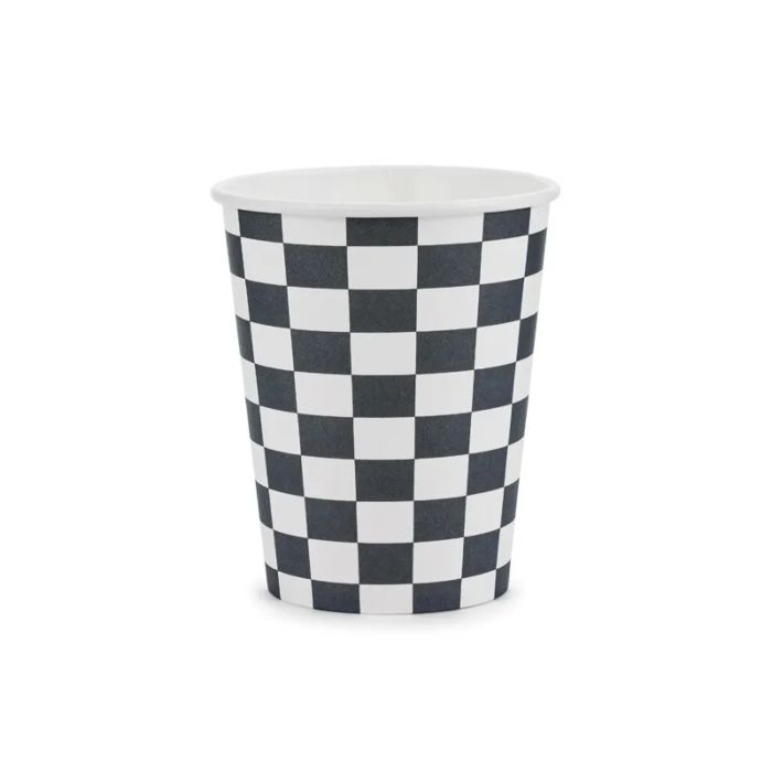 Papieren bekers met geruit vlag 6x - 220 ml