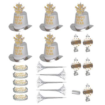 Zilveren nieuwjaarsset 10 personen gelukkig nieuwjaar