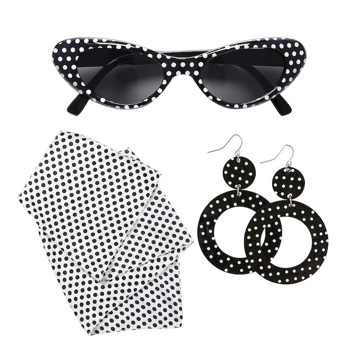 50's Vrouw accessoires zwart/wit - 4 delen