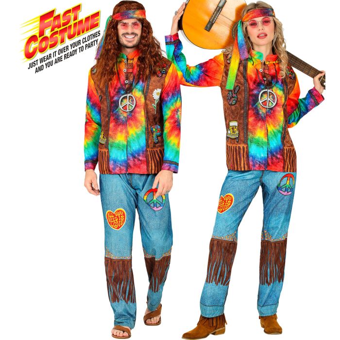 Kleurrijk hippiekostuum voor volwassenen