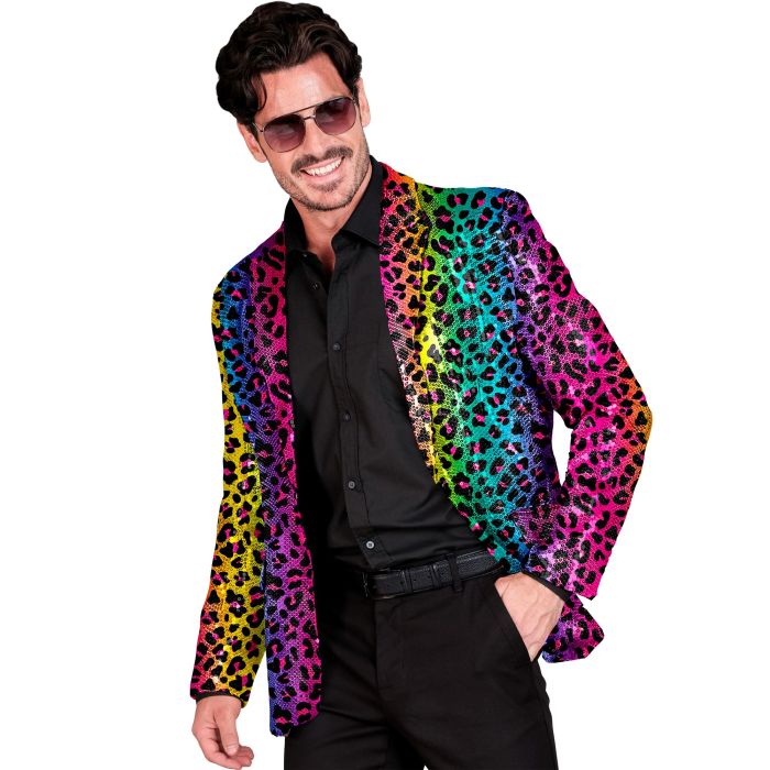 Regenboogkleurige luipaardpaillettenjas
