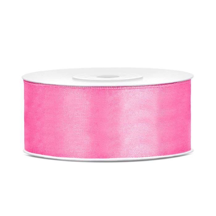 Roze satijnen lint - 25 mm x 25 m