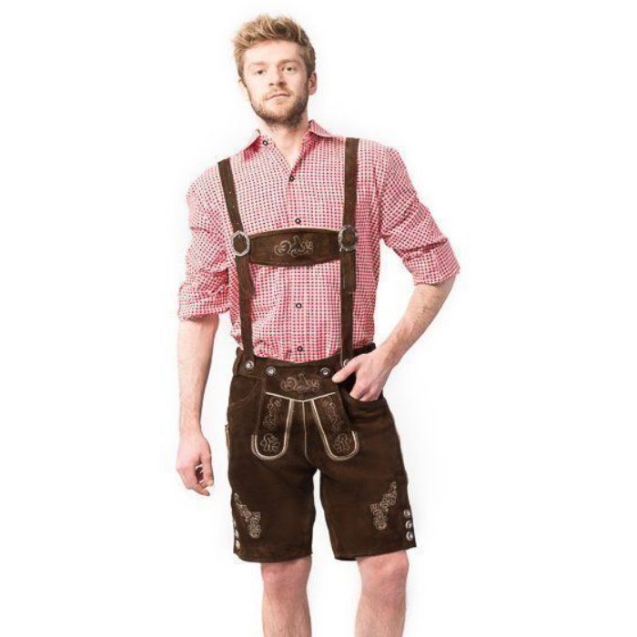 Tyroler lederhosen broek Ralf kort donkerbruin