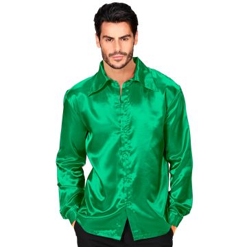 Groen satijnen disco shirt voor heren