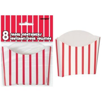 Gestreepte snacksbekers in rood en wit 8x