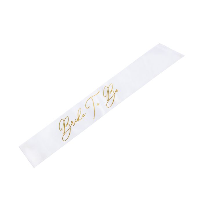 Witte Bride To Be Sash met Gouden Tekst - 75 cm 