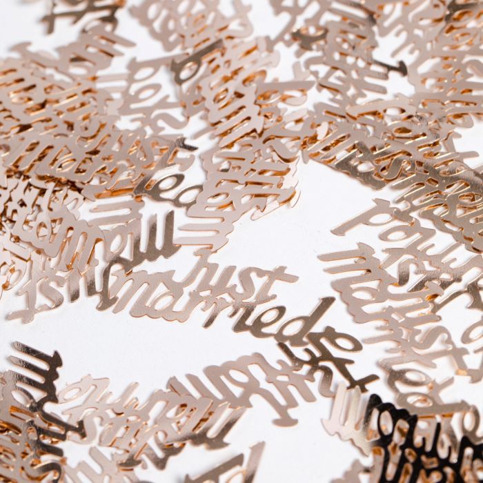 Rosé gouden Just Married bruiloft letters tafelconfetti - 14 g
