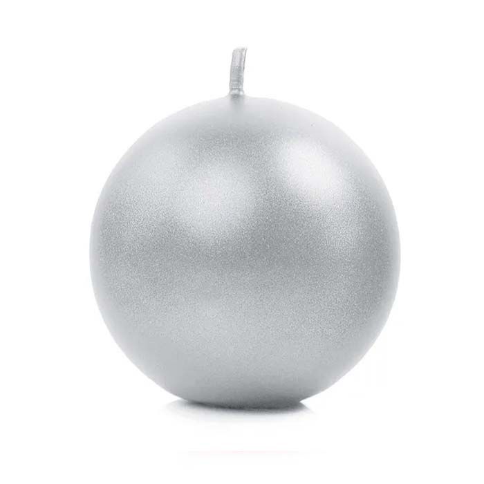 Ronde Metallic Zilveren Kaarsen 6x - 8 cm