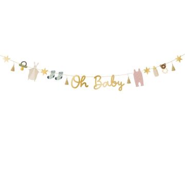 Slinger met gouden tekst en baby motieven - 2,5 m