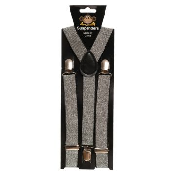 Bretels glinsterend zilver one-size unisex
