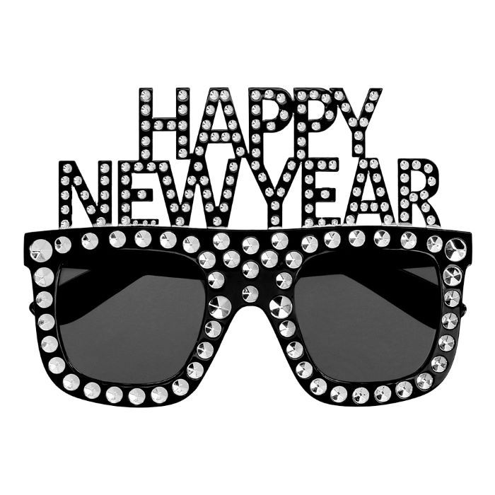 Zwarte Happy New Year brillen - onesize