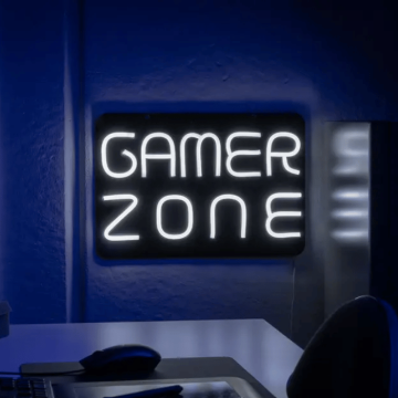 Gamer Zone neon LED bord - 28x41 cm