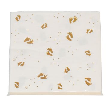 Servetten met gouden babyvoetjes 16x - 33x33 cm