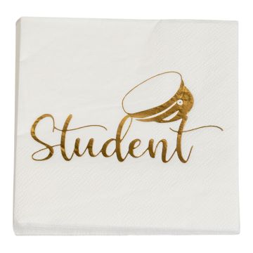 Servetten met studentenmotief goud 16x - 33x33 cm