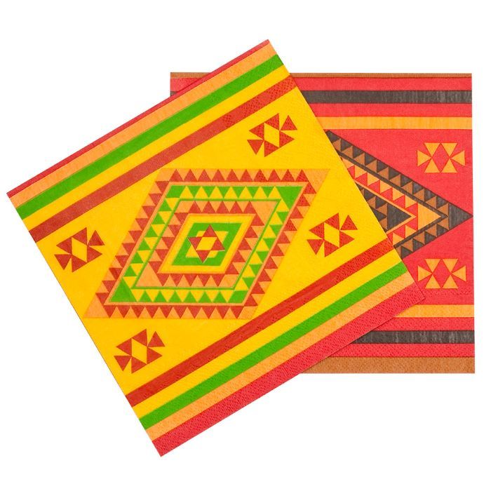 Multikleurige Mexicaanse servetten 20x - 33x33 cm